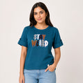 Women's Stay Weird Graphic Printed Green T-Shirt-1