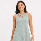 Women's Silver Sleeveless A-Line Mini Dress with Cut-Out Neckline-3