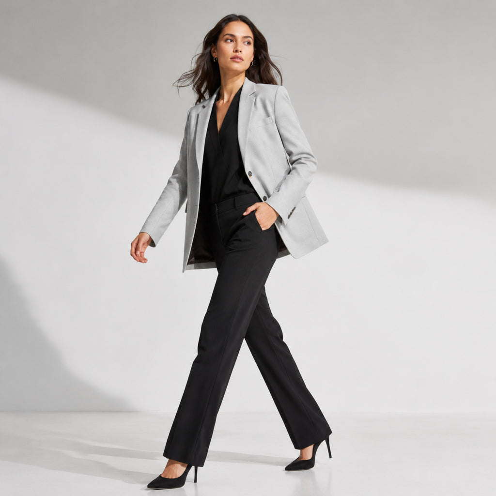 Women's Elegant Light Grey Formal Blazer-4