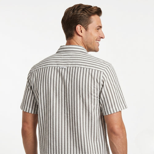 Men's Coastal Stripe Cuban Collar Shirt-1