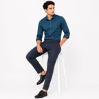 Men's Teal Micro Stripe Formal Shirt | Smart Tailored Office Wear Shirt-3