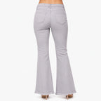 Women's Frost Grey Frayed Hem Wide Leg Jeans-4