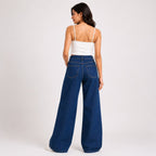 Women's Dark Blue High Waist Wide Leg Jeans | Trendy Relaxed Fit Denim Pants for Casual Streetwear Style-4