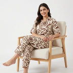 Women's Cream Abstract Printed Co-Ord Set-3