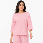 Women's Peach Relaxed Fit Top and Jogger Co-Ord Set | Solid Loungewear Two-Piece Set-3