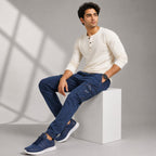 Men's Deep Navy Utility Cargo Denim Joggers-3