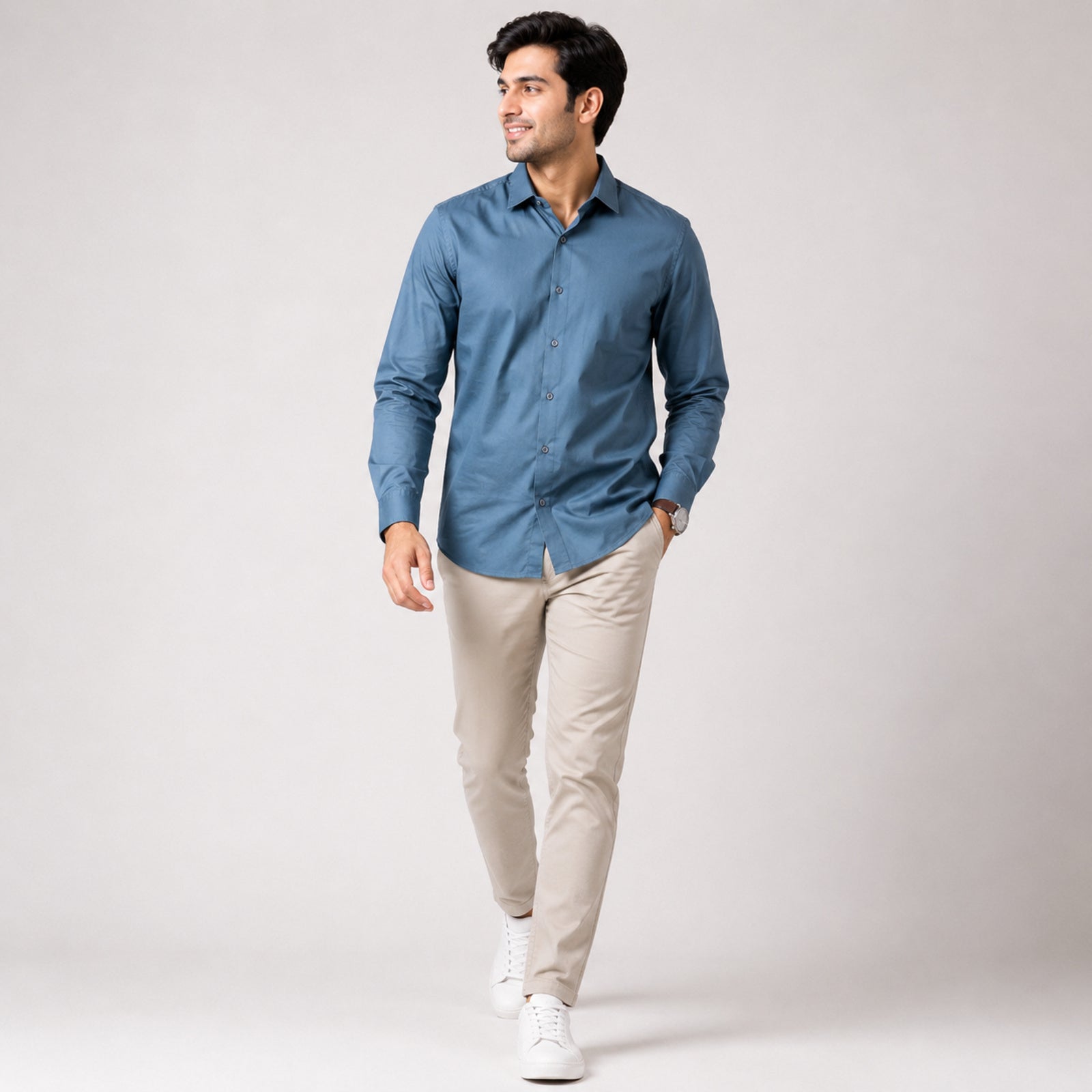 Men's Ocean Teal Classic Formal Cotton Shirt-2