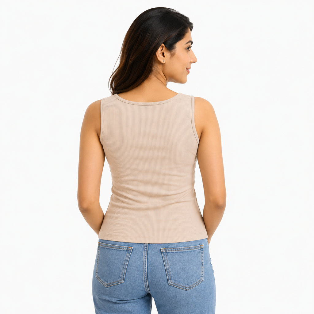 Women's Peach Ribbed Front-Twist Crop Top-2