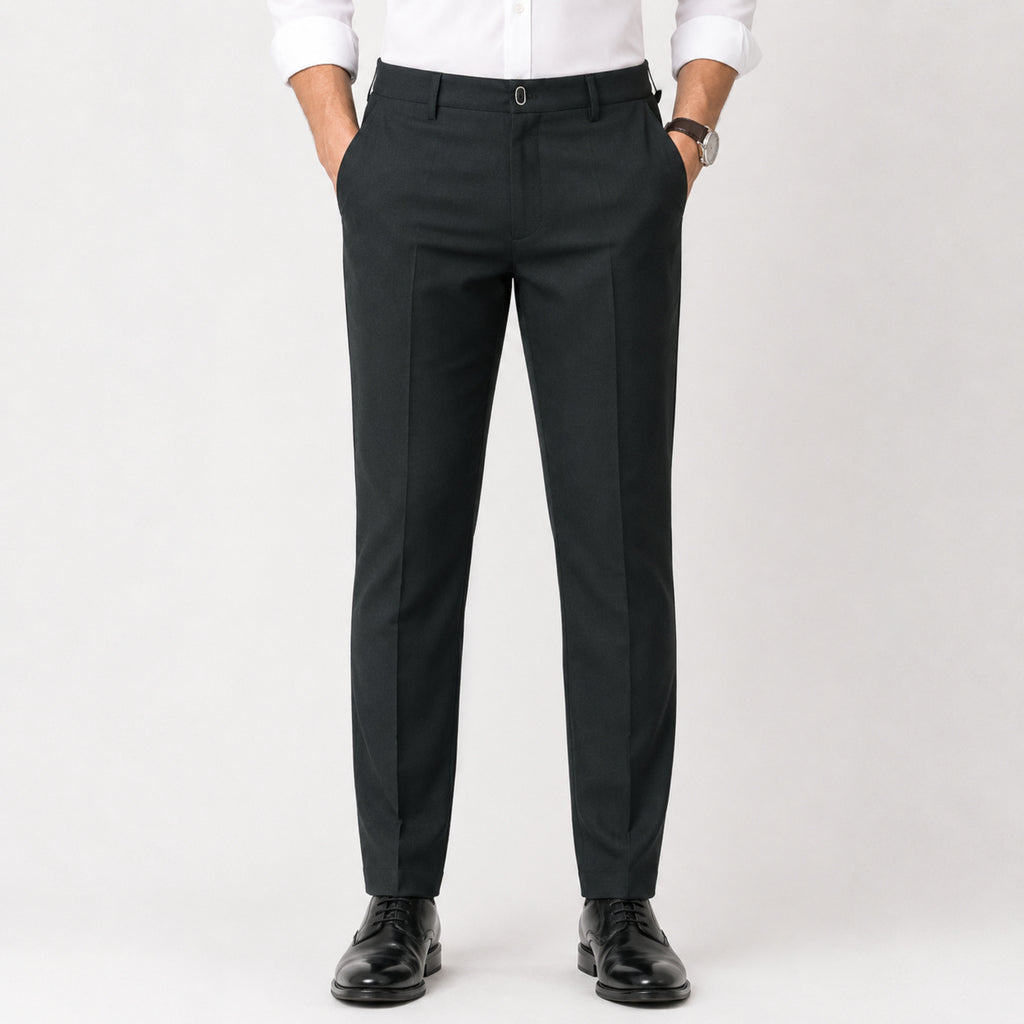 Men's Midnight Black Executive Slim Fit Formal Trousers-3