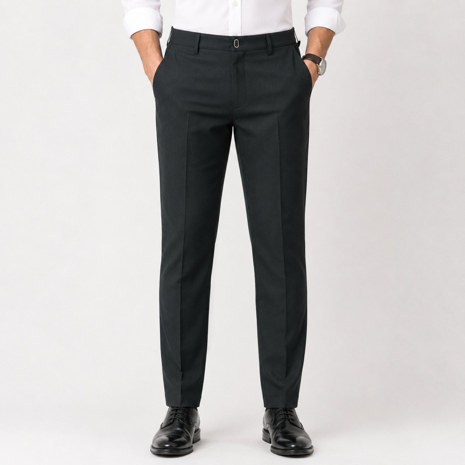 Men's Midnight Black Executive Slim Fit Formal Trousers-3