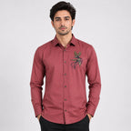 Men's Royal Rust Embroidered Statement Formal Shirt-1