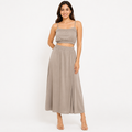 Women's Peach Sleeveless Co-Ord Set | Crop Top & High-Waist Maxi Skirt Two-Piece Outfit-1