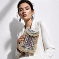 Women's Red Embellished Fringe Clutch Bag-1