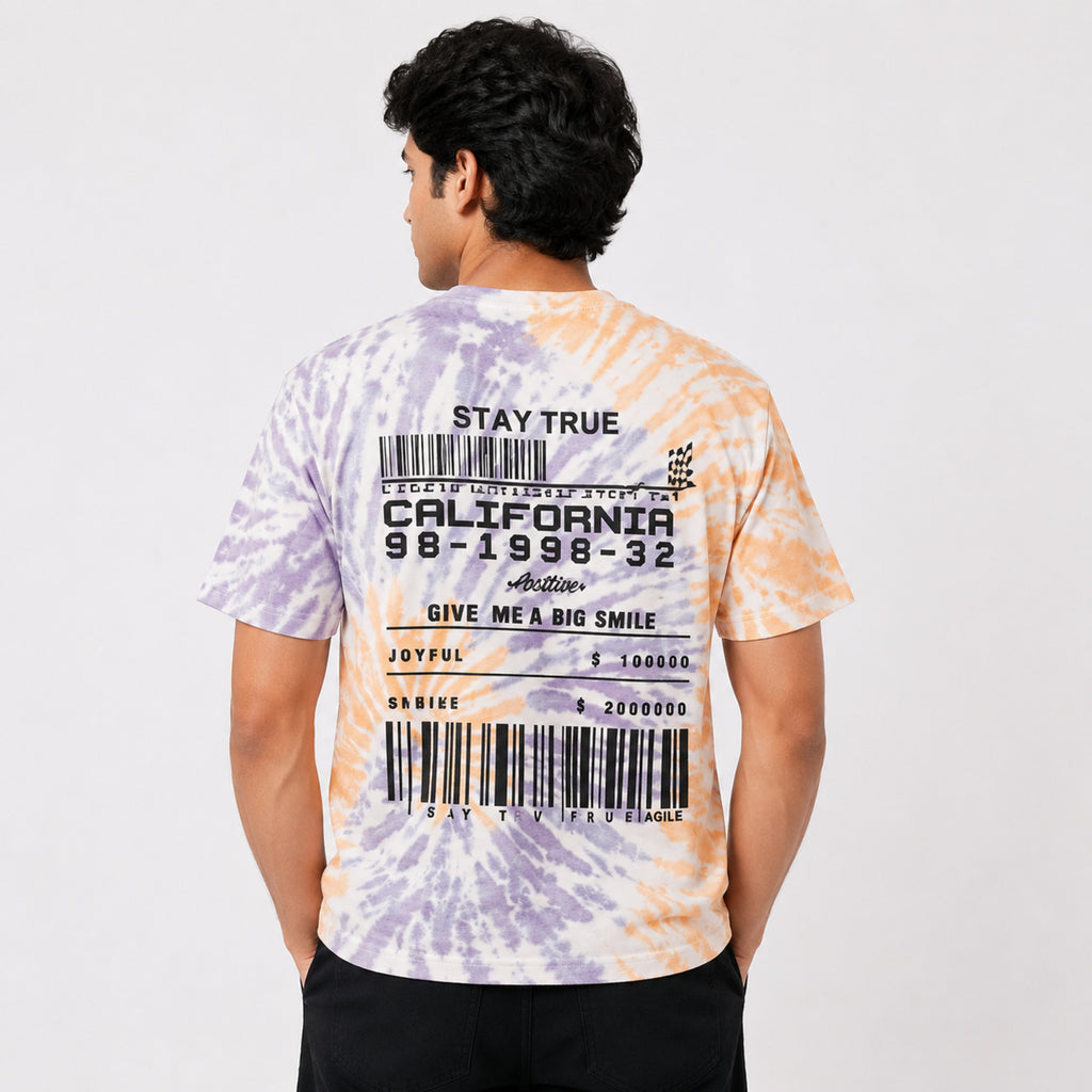 Men's Purple Tie-Dye Graphic Print T-Shirt-4