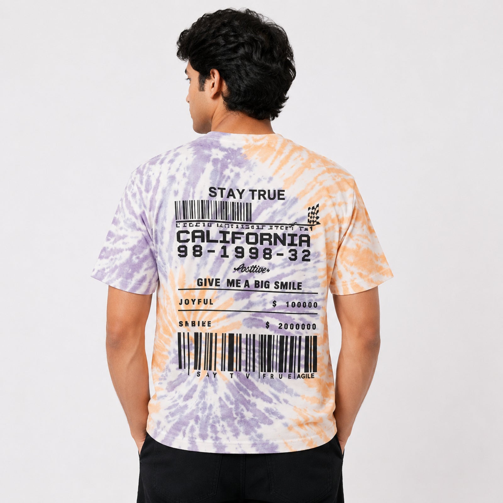 Men's Purple Tie-Dye Graphic Print T-Shirt-4