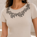 Women's Elegant Fitted Beige Knit Crew-Neck Short-Sleeve One-Piece Dress-2
