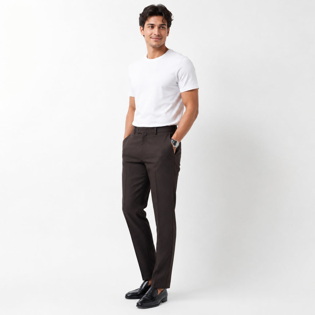 Men's Classic Brown Formal Trousers-3