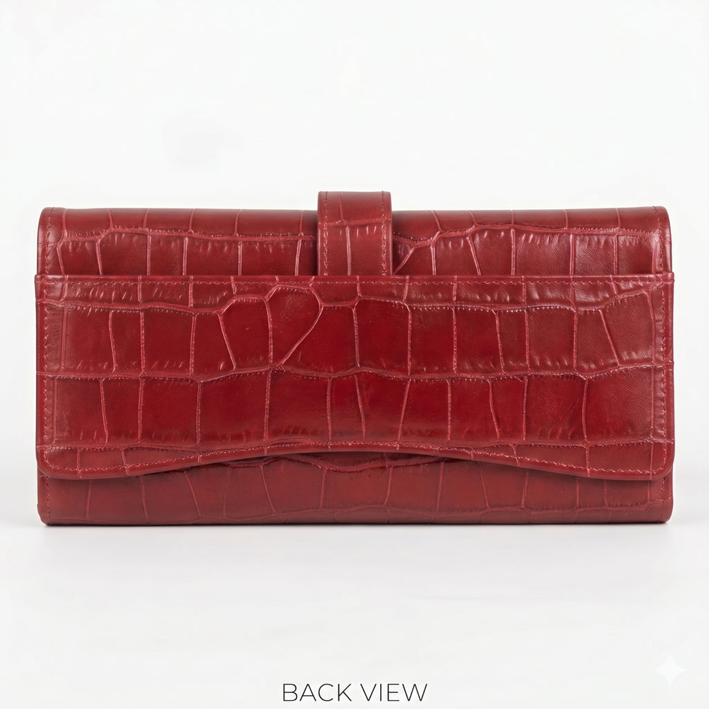 Crimson Luxe Croc-Texture Wallet-2