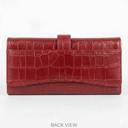 Crimson Luxe Croc-Texture Wallet-2