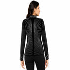 Women’s Black Embellished Mock Neck Full Sleeve Fitted Top-4