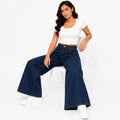 Women's Dark Wash Wide Leg High-Rise Jeans | Premium Casual Everyday Denim-1
