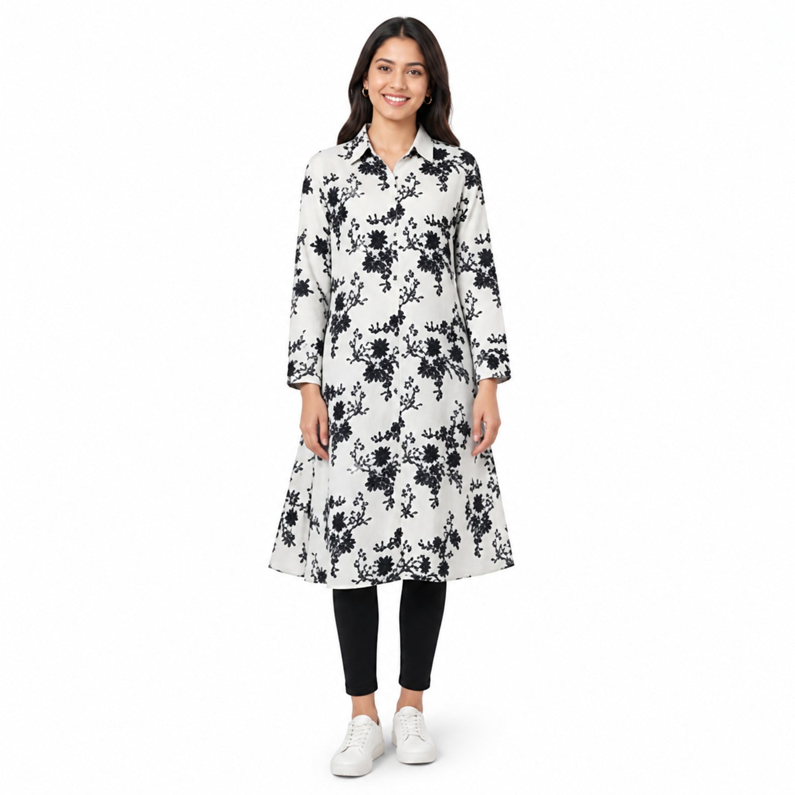 Ivory Noir Floral Long Co-Ord Set-1