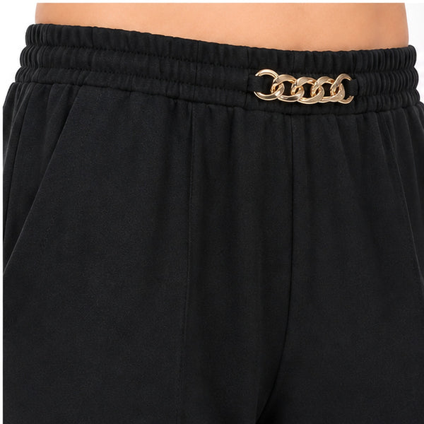 Women’s Black Solid High-Rise Wide Leg Pants-2