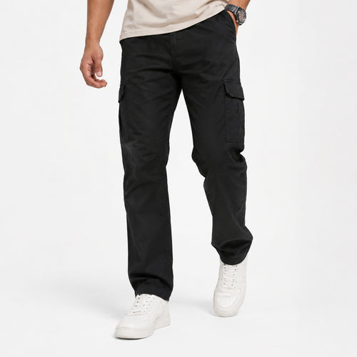 Men's Black Slim Fit Cargo Jogger Pants-1
