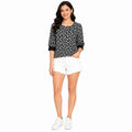 Women's Black Geometric Print Round Neck Top-2