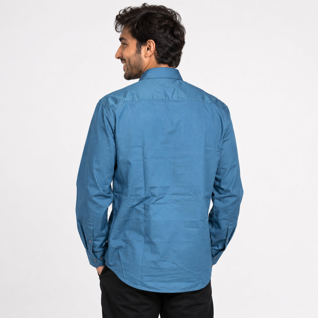 Premium Teal Cotton Formal Shirt For Men-3
