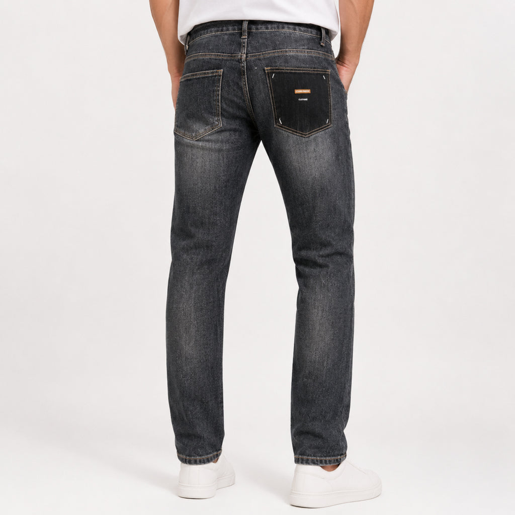 Men's Dark Grey Slim Fit Casual Denim Jeans-4