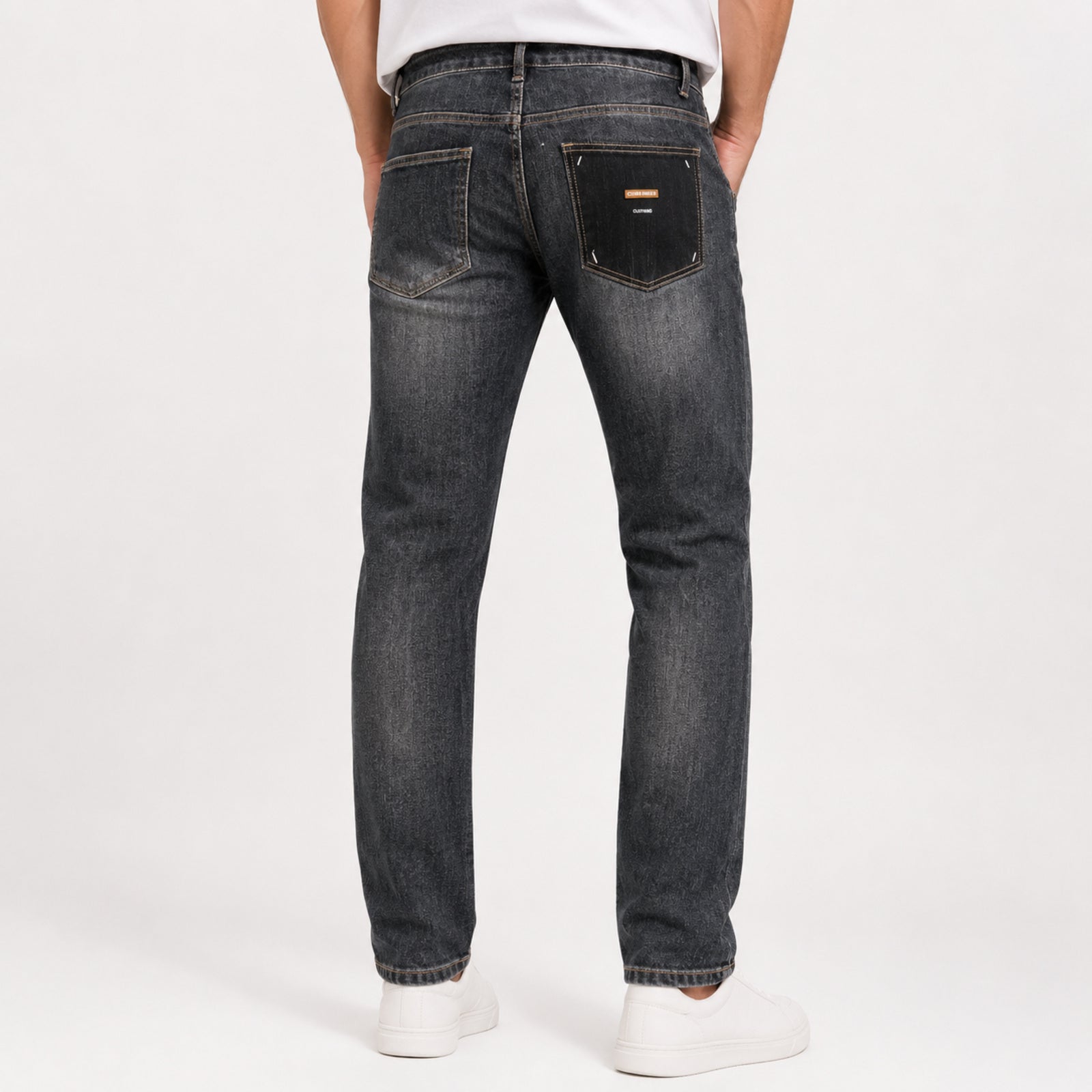 Men's Dark Grey Slim Fit Casual Denim Jeans-4