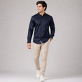 Men's Regal Navy Mandarin Collar Premium Shirt-1