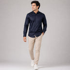 Men's Regal Navy Mandarin Collar Premium Shirt-1