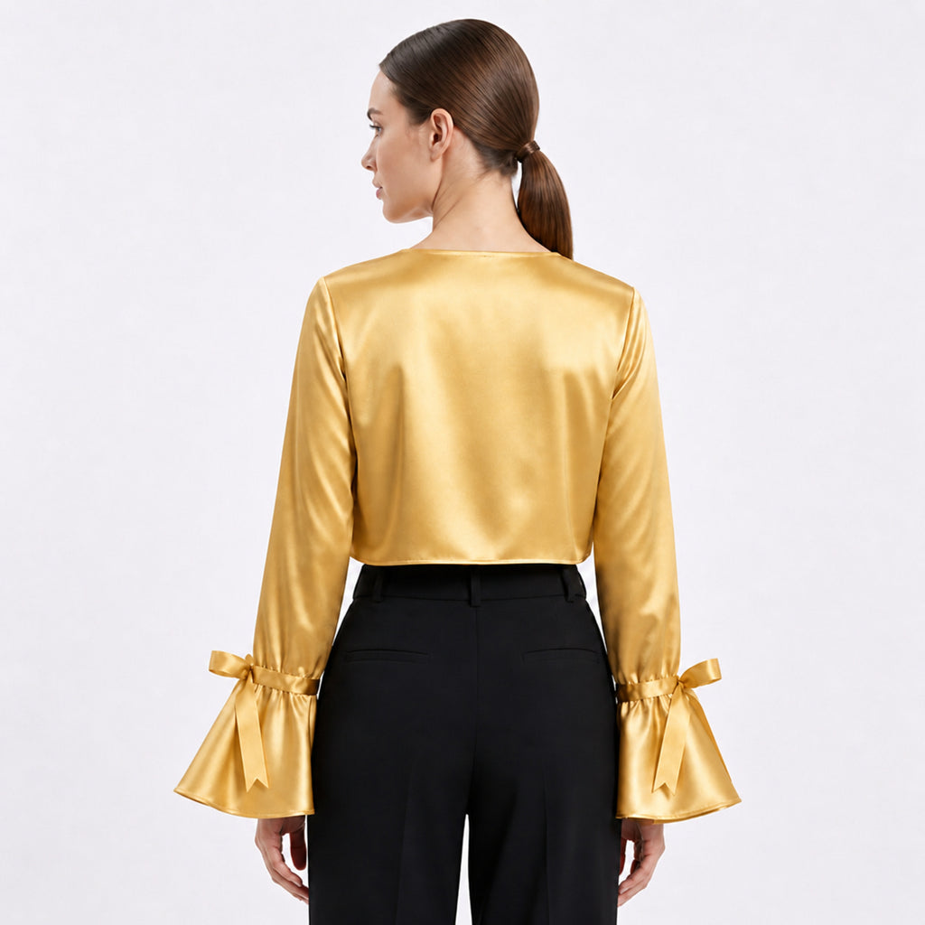 Golden Elegance Cropped Shrug Top-4