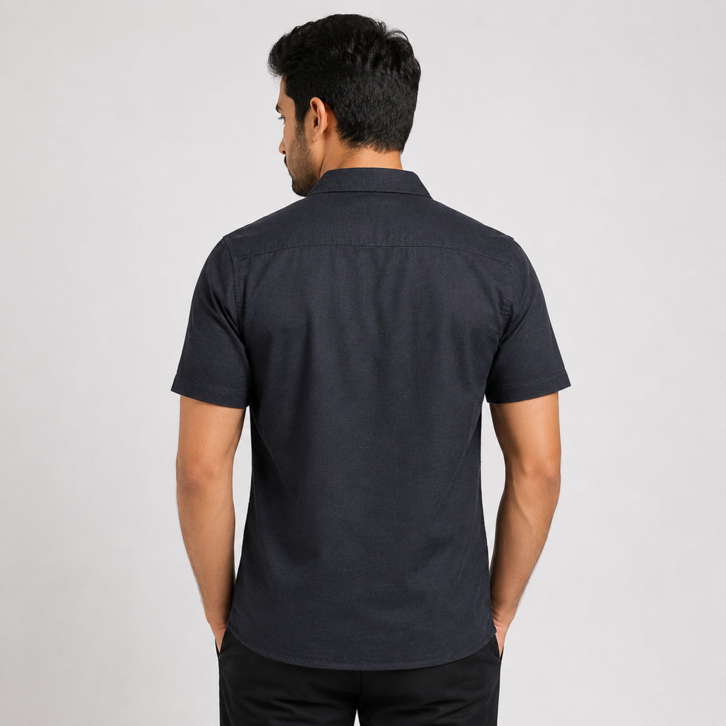 Men's Grey Solid Half Sleeve Casual Shirt-3