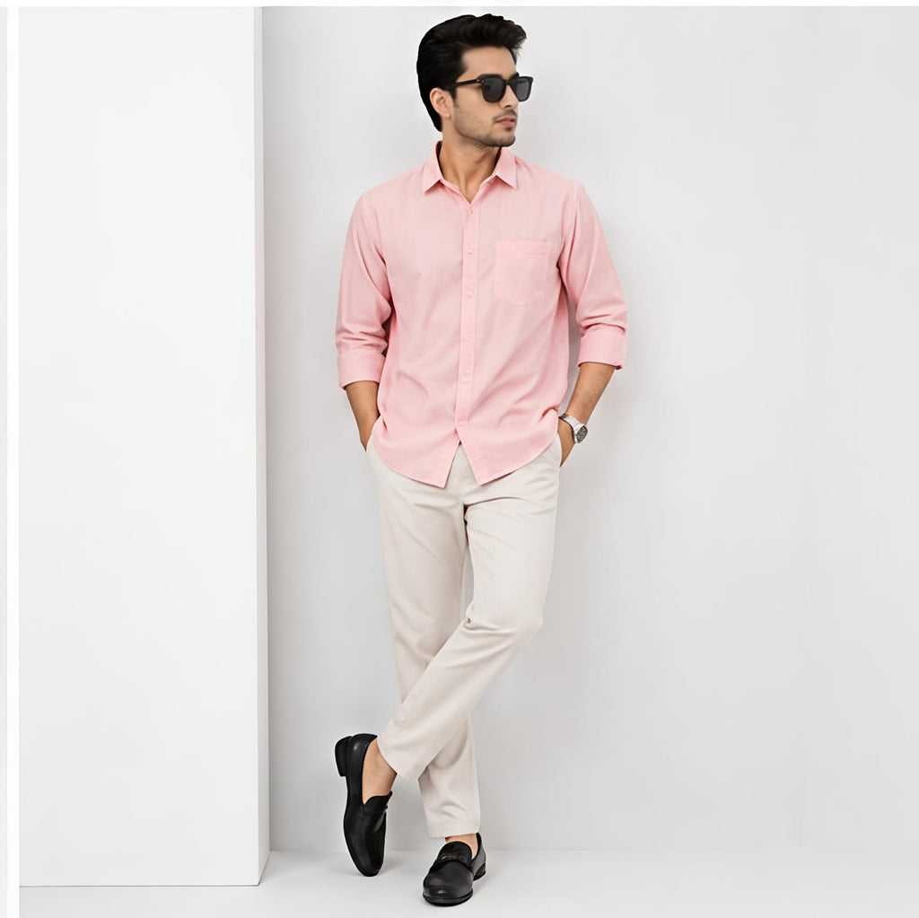 Men's Soft Blush Pink Smart Casual Shirt-4