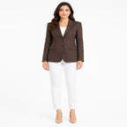 Women's Brown Formal Single-Breasted Blazer for Office & Professional Wear-1