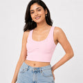 Women's Blush Pink Seamless Ribbed Bralette Crop Top-1