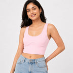 Women's Blush Pink Seamless Ribbed Bralette Crop Top-1