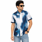 Men's Teal Abstract Ombre Print Half Sleeve Casual Shirt-1