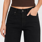 Women's Black Straight Wide Leg Jeans | High-Rise Premium Denim-3