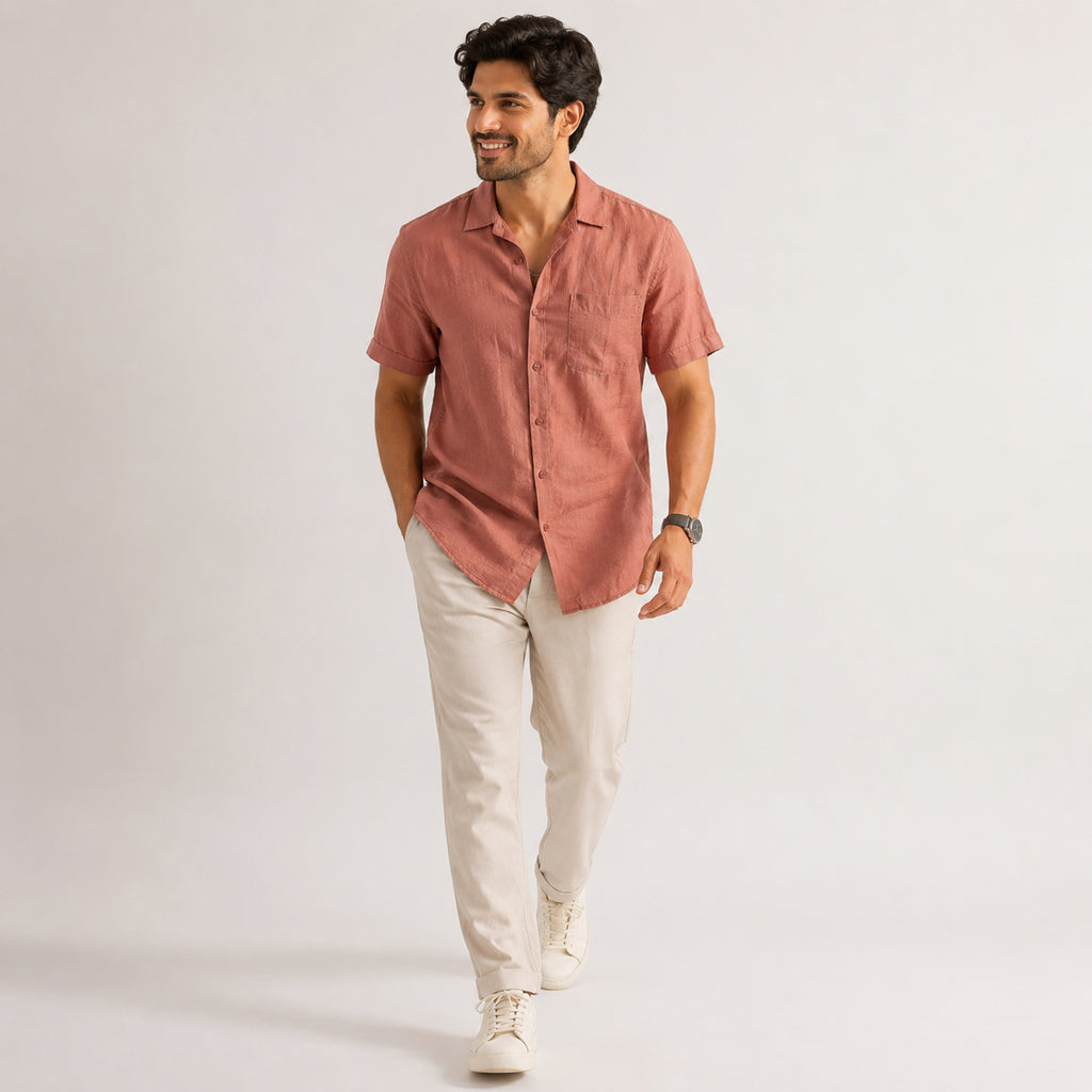 Men's Solid Mustard Casual Wear Shirt-1