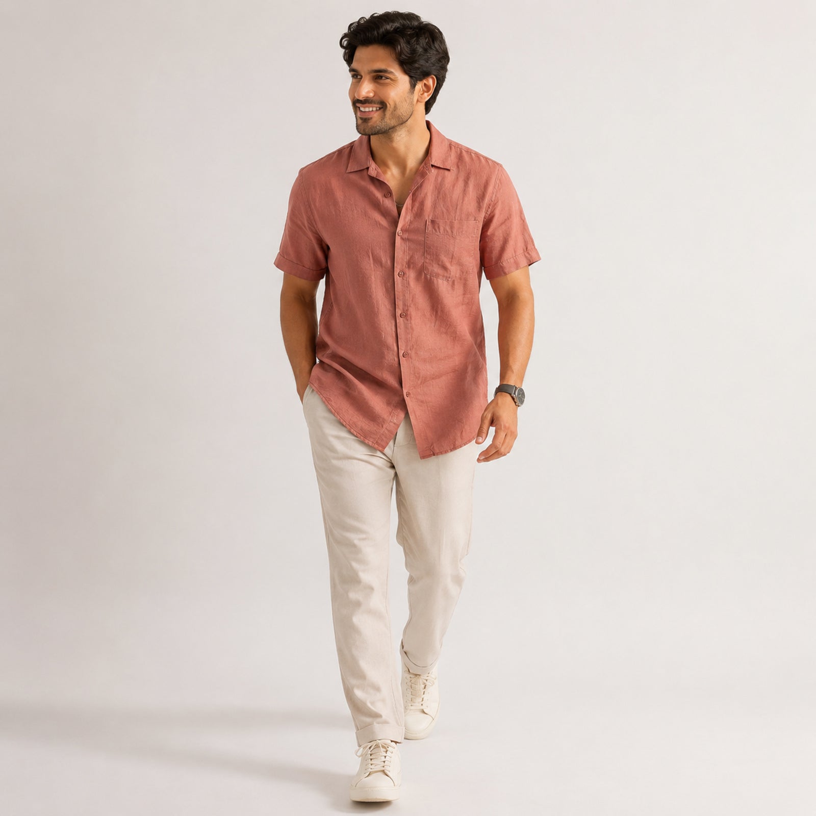 Men's Solid Mustard Casual Wear Shirt-1