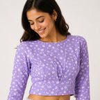 Women's Purple Polka Dot Crop Top-3