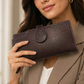 Women's Brown Leather Wallet Clutch-1
