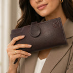 Women's Brown Leather Wallet Clutch-1