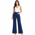 Women's High Rise Wide Leg Flared Jeans | Stylish Dark Blue Stretch Denim Palazzo Jeans for Women-1