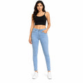 Women's Light Blue High-Waist Ankle-Length Skinny Denim Jeans-1
