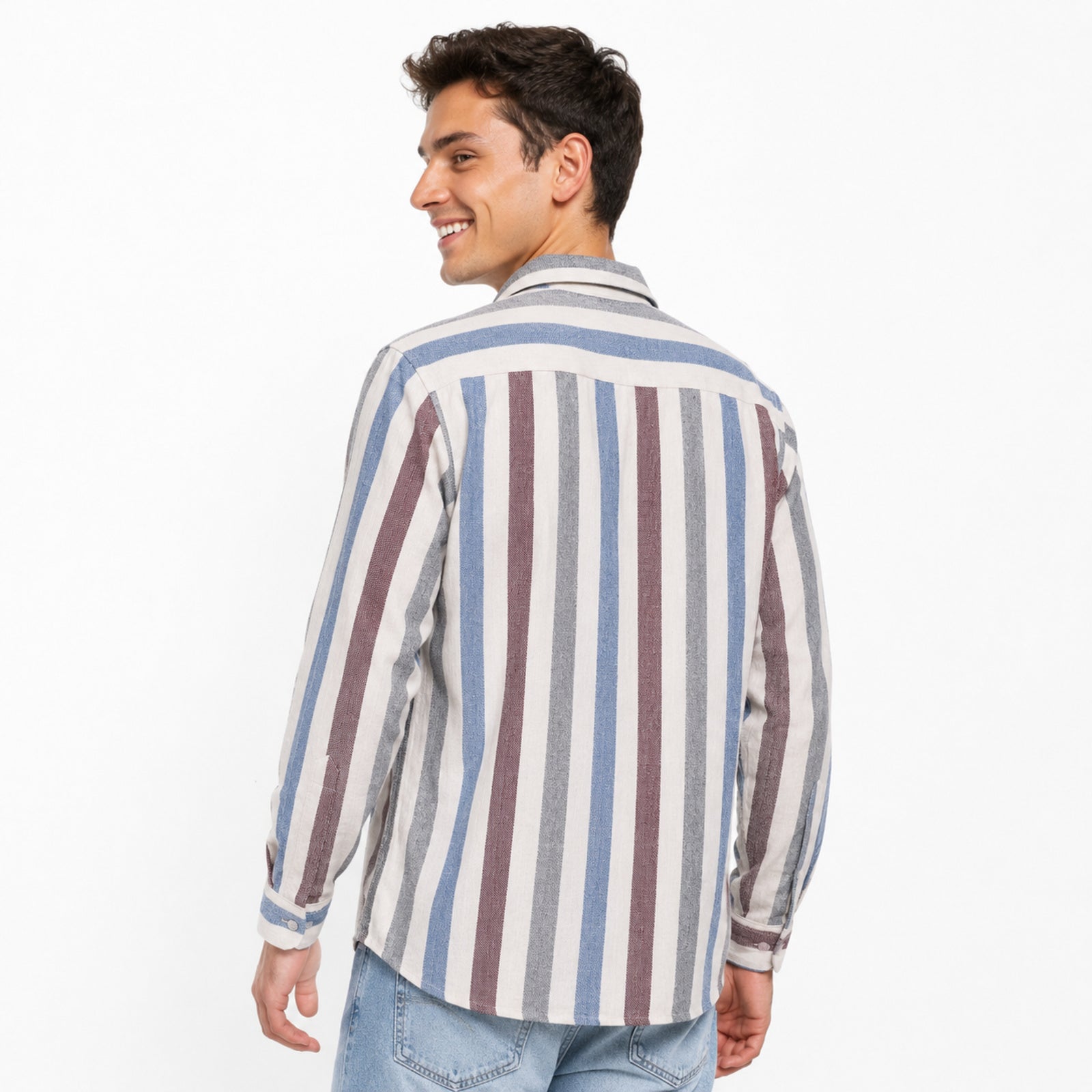 Men's Pastel Multi-Stripe Casual Cotton Shirt-3